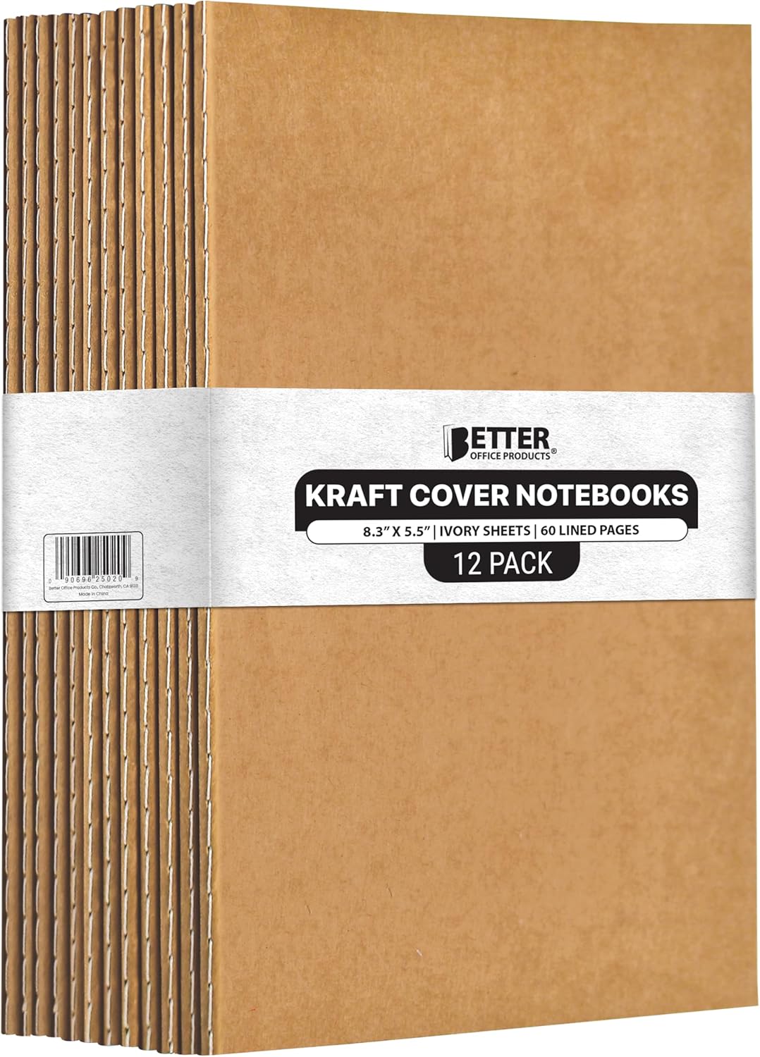 Travel Notebook Journal - Kraft Notebooks 12 Pack, A5 Lined
