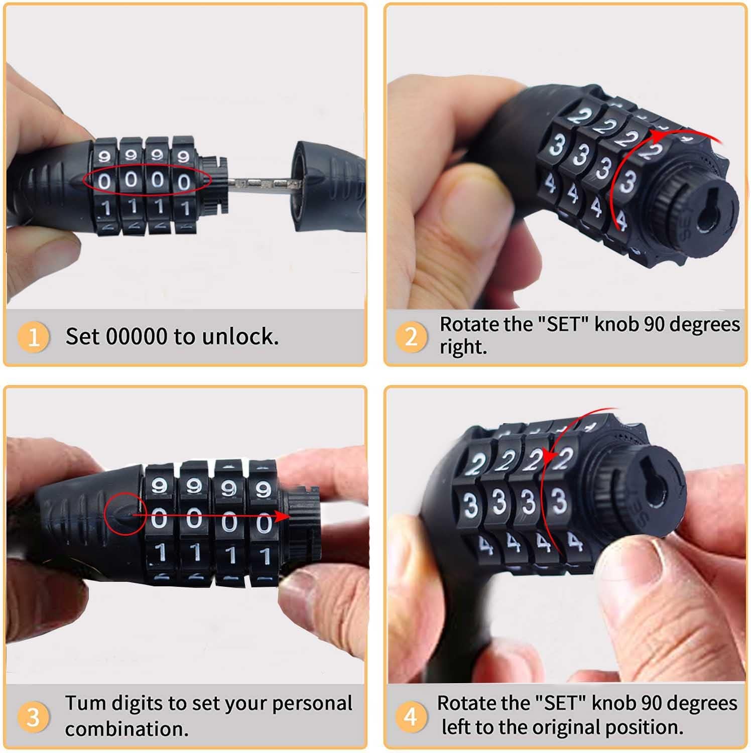 4-Digit Resettable Combination – обзор и цена Cable Lock Combination