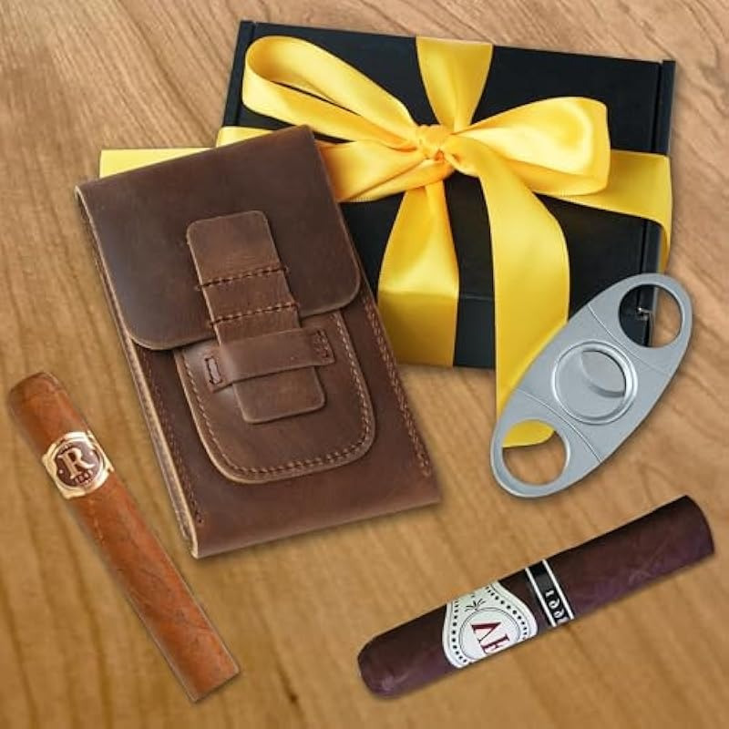 Genuine Leather Cigar Case 3 C – обзор и цена Travel Accessories Gifts For Men